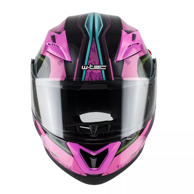 Preklopna moto čelada W-TEC Pezzon Magenta - roza-črna