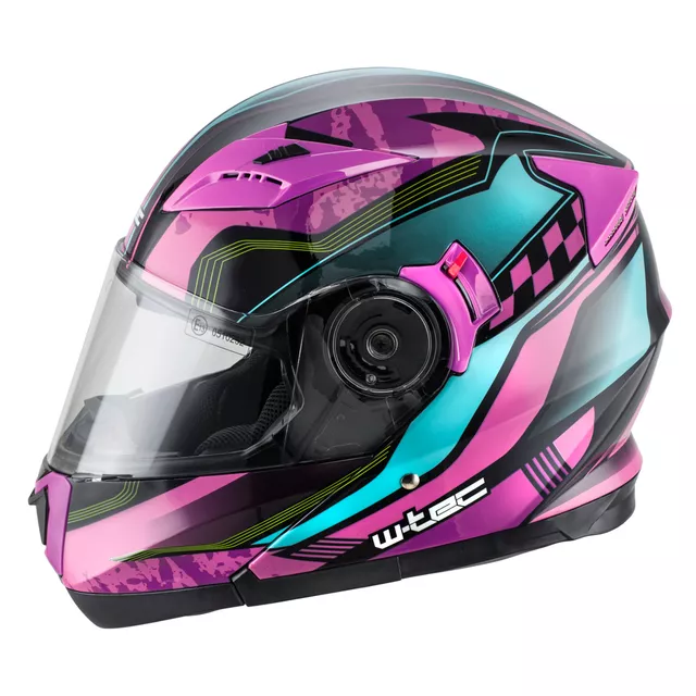 Preklopna moto čelada W-TEC Pezzon Magenta - roza-črna