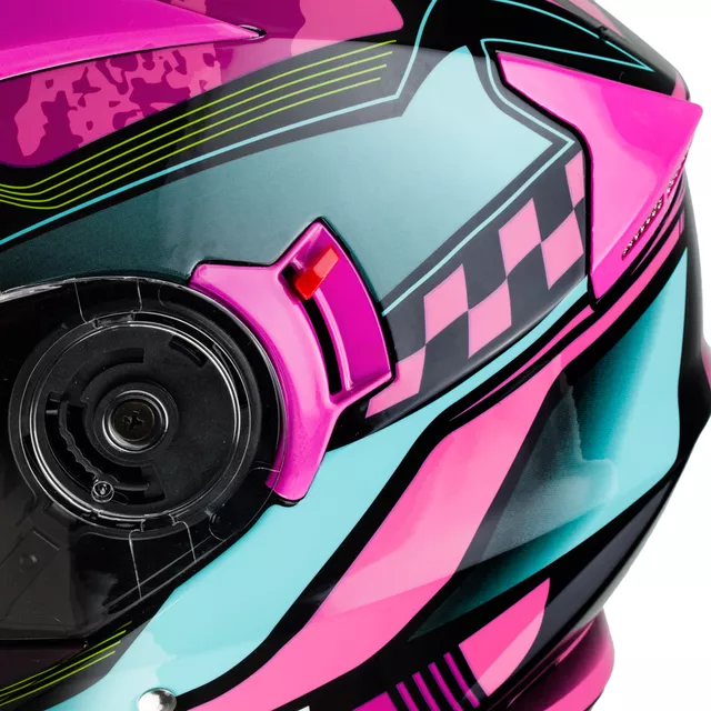 Preklopna moto čelada W-TEC Pezzon Magenta - roza-črna
