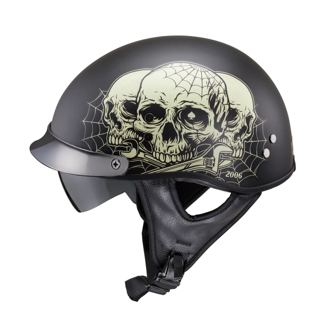 Moto čelada W-TEC Black Heart Rednut - Motorcycle/Matt Black - Skulls/Matt Black