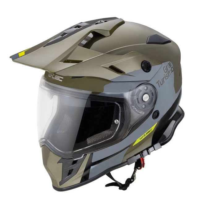 Moto čelada W-TEC V331 PR Graphic - Shady Grey - Khaki-Grey