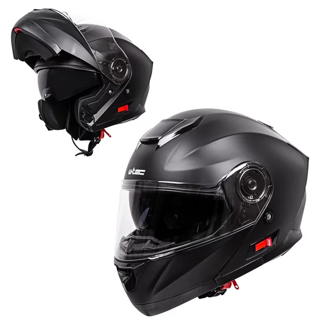 Preklopna moto čelada W-TEC Cullo - črna mat - črna mat