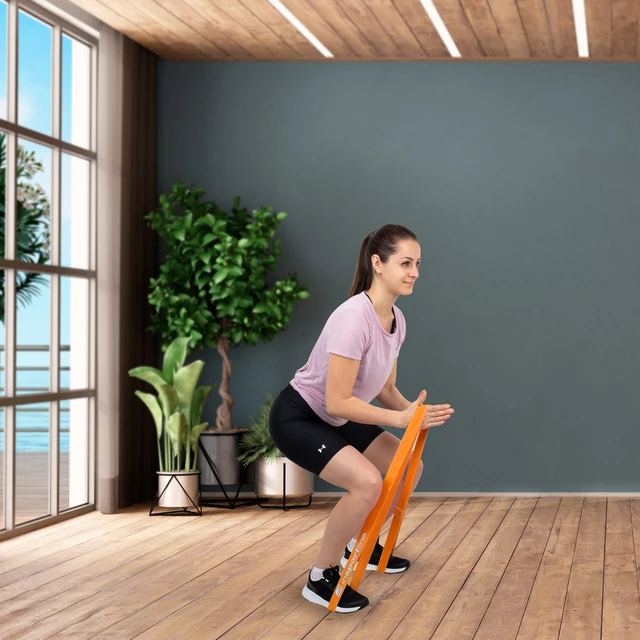 Elastičen trak inSPORTline Rand Strong 208x3,3 cm / 8 kg - oranžna