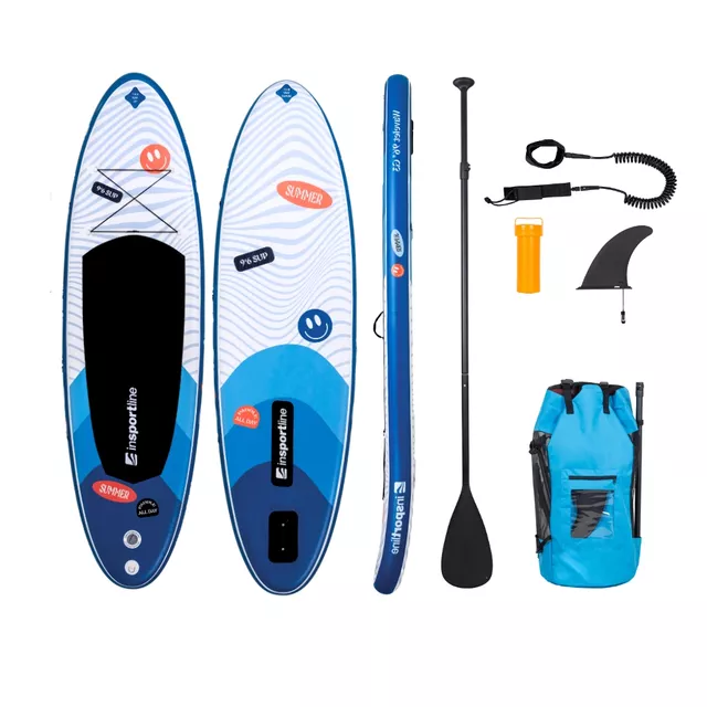 SUP Deska za veslanje z dodatki inSPORTline Wavelet 9'6" - zelena - modra