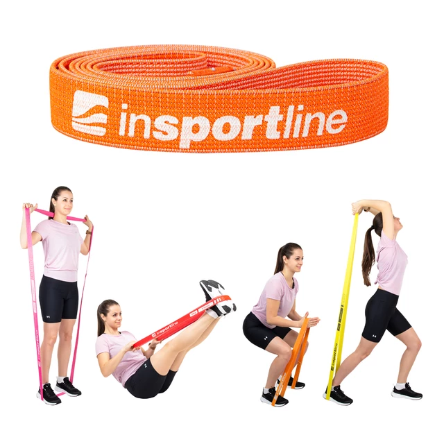 Elastičen trak inSPORTline Rand Strong 208x3,3 cm / 8 kg - oranžna