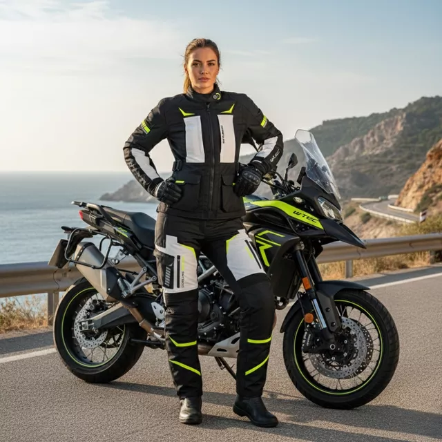 Ženske moto hlače W-TEC Warao Lady - črna-modra