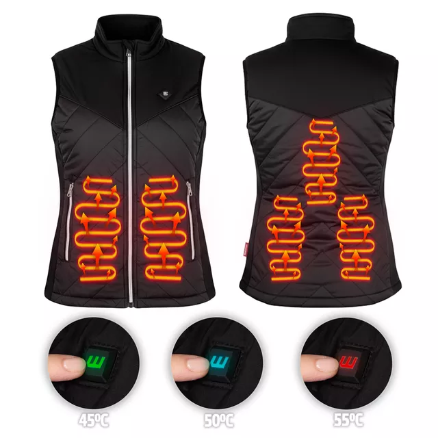 Ženski ogrevan brezrokavnik inSPORTline WARMher - črna