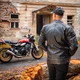 Usnjena moto jakna W-TEC Mungelli EVO - vintage černo-hnědá