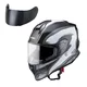 Moto čelada W-TEC Integra Graphic - Black-Green - Black-White