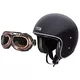 Moto čelada W-TEC Angeric Gloss Black z očali Steamrust - Sijaj Črna